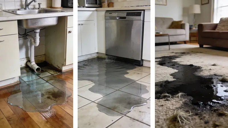 Comparison of water damage categories showing clean water gray water and black water contamination levels