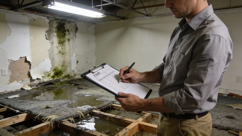 Water damage restoration cost breakdown showing professional equipment and labor for typical residential project