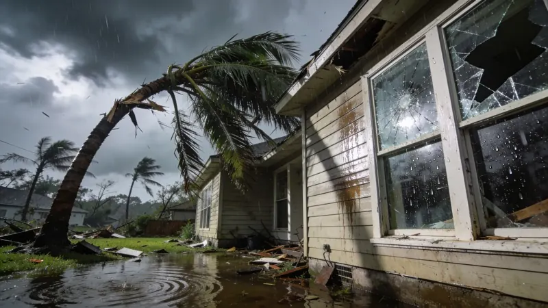 Southeast home with hurricane water damage undergoing professional restoration